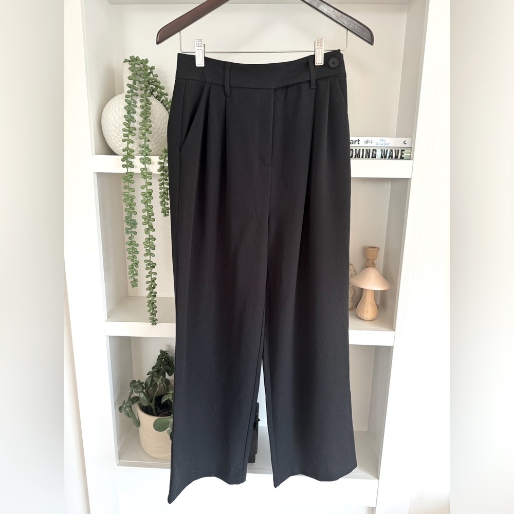 Oak + Fort Black Dress Wide Legged Trouser Pants